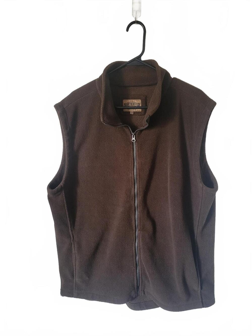 North River Outfitters Men's Polar Fleece Vest in Dark Brown Size XXL
